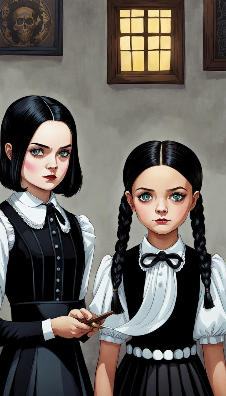 Wednesday and Enid Portrait