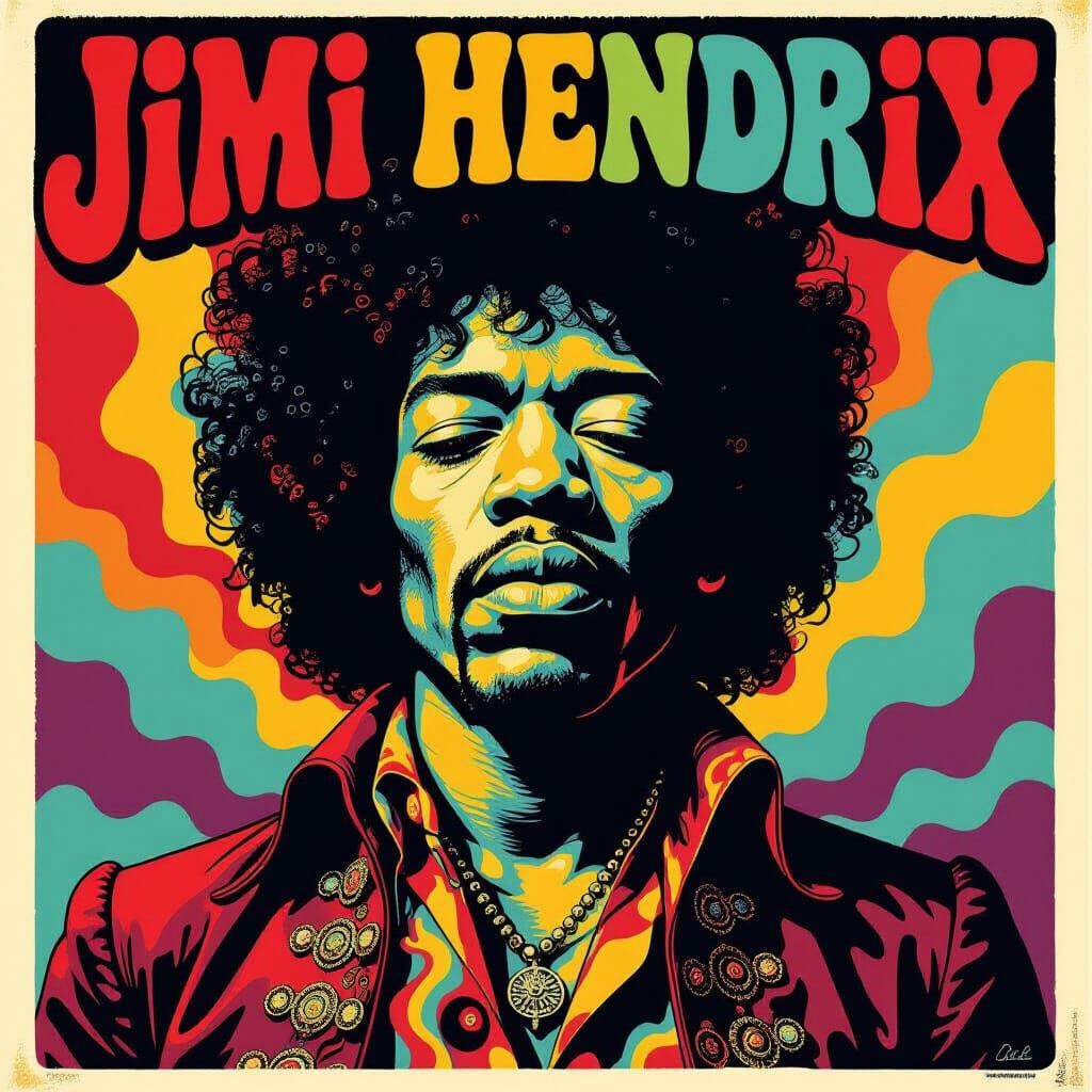 Psychedelic Jimi Hendrix Poster Art