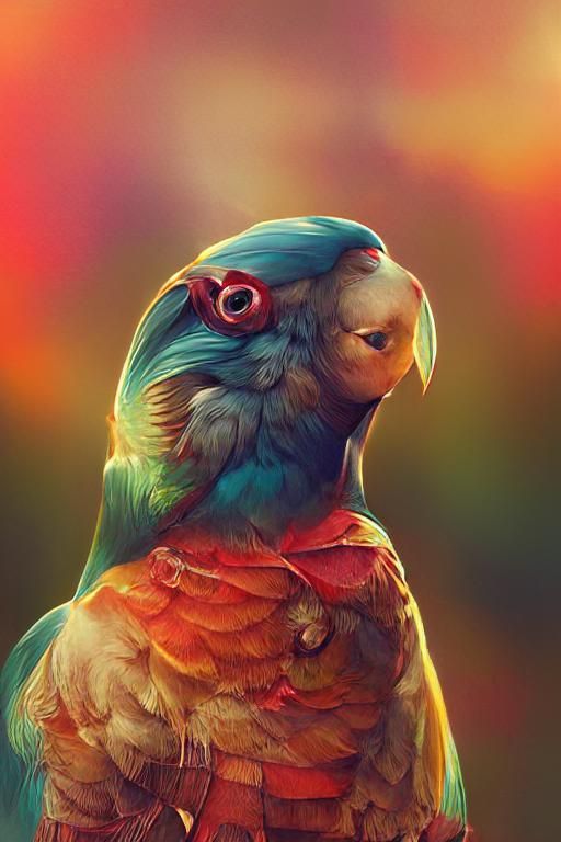 Psychedelic Parrot Digital Illustration in 8K