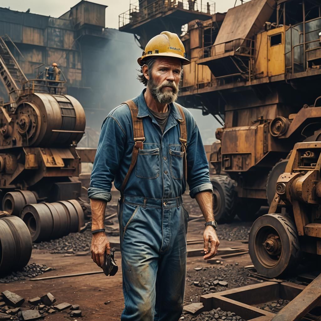 Congo Mine: Tired Man Oversees Stacker Mill