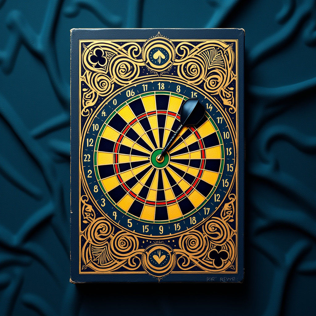 Dartboard Playing Card in Art Nouveau Style