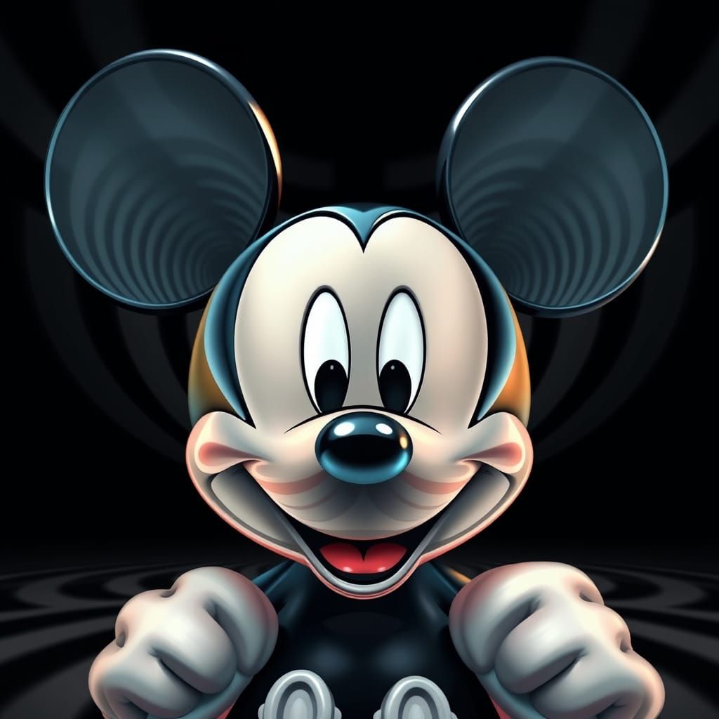 Mickey Mouse Optical Illusion in Ultra-Realistic Style