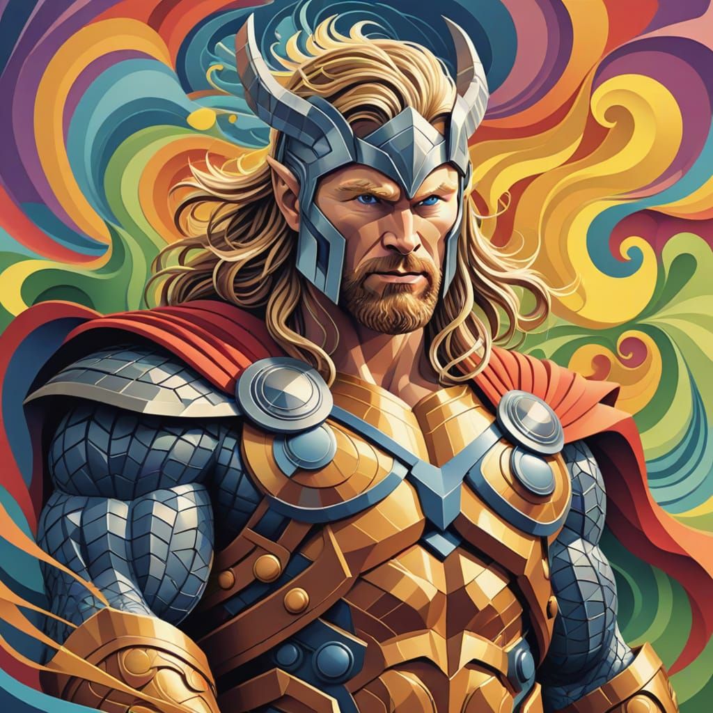 Thor Abstract Vector Fractal in Gouache Style