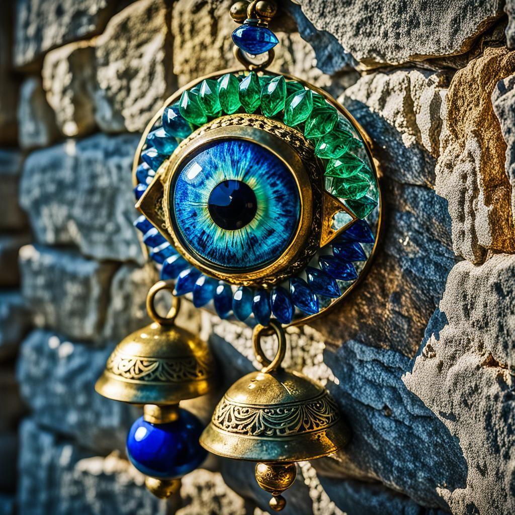 Whimsical Turkish Evil Eye Charms in Sunlight