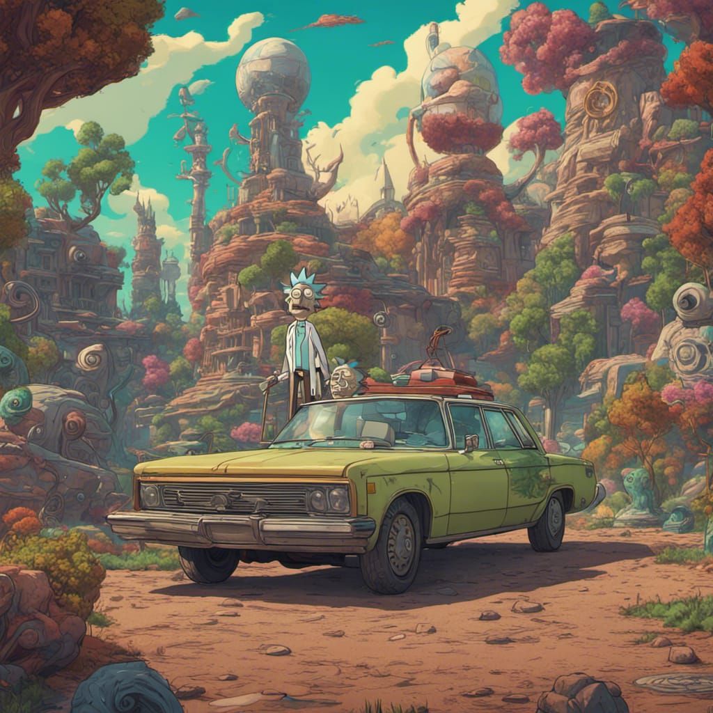 Freud's Binge: Rick and Morty in Detailed Painting