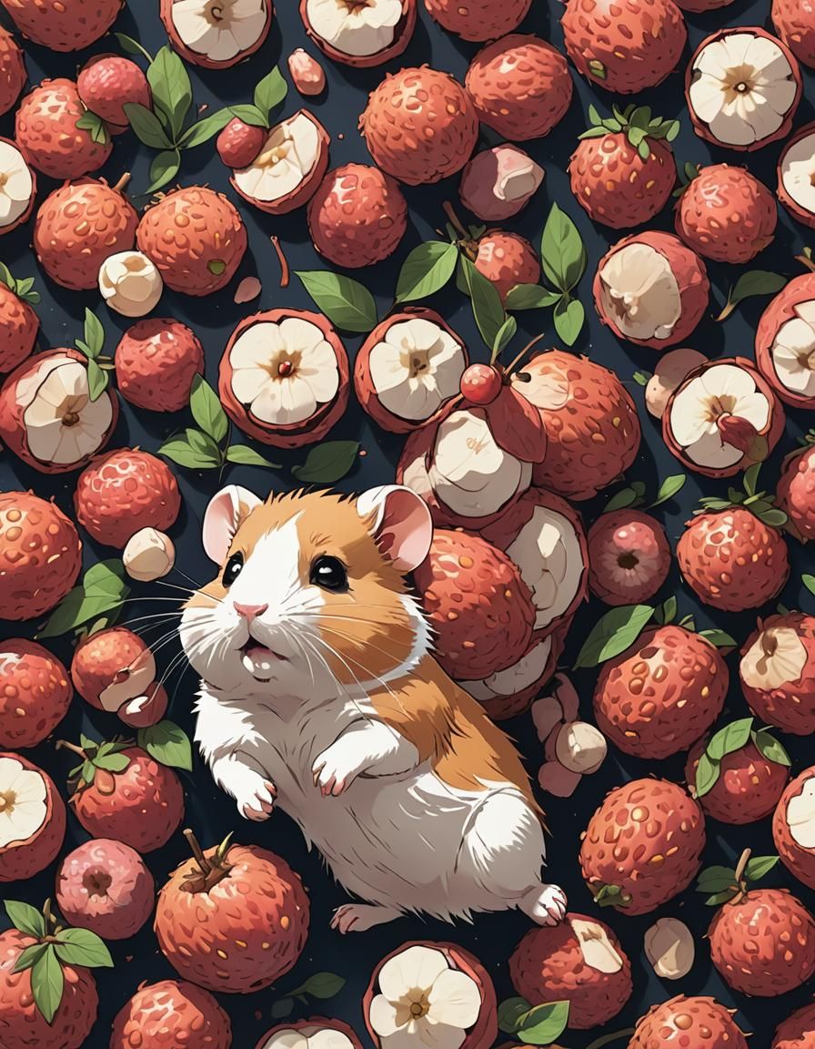 Lychee Hamster in Anime Manga Style