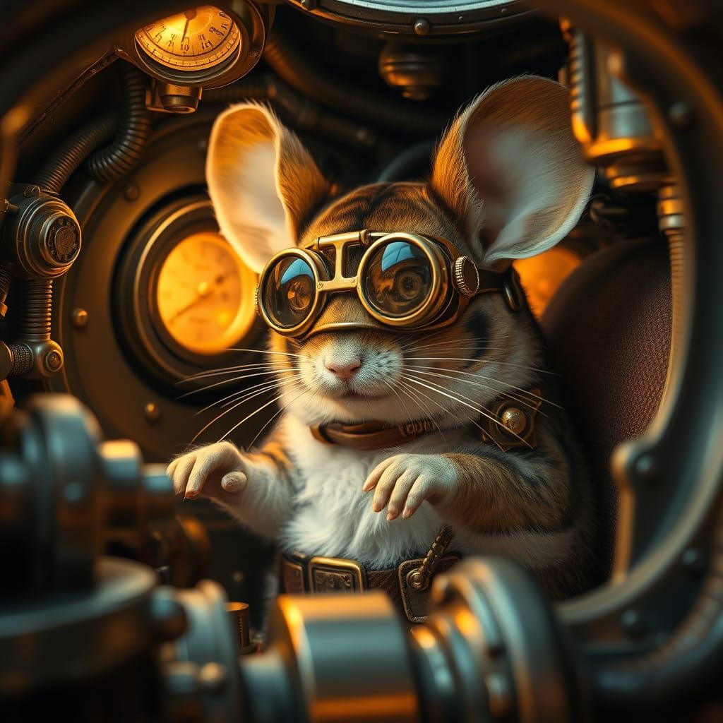 Steampunk Chinchilla Tinkering in Submarine