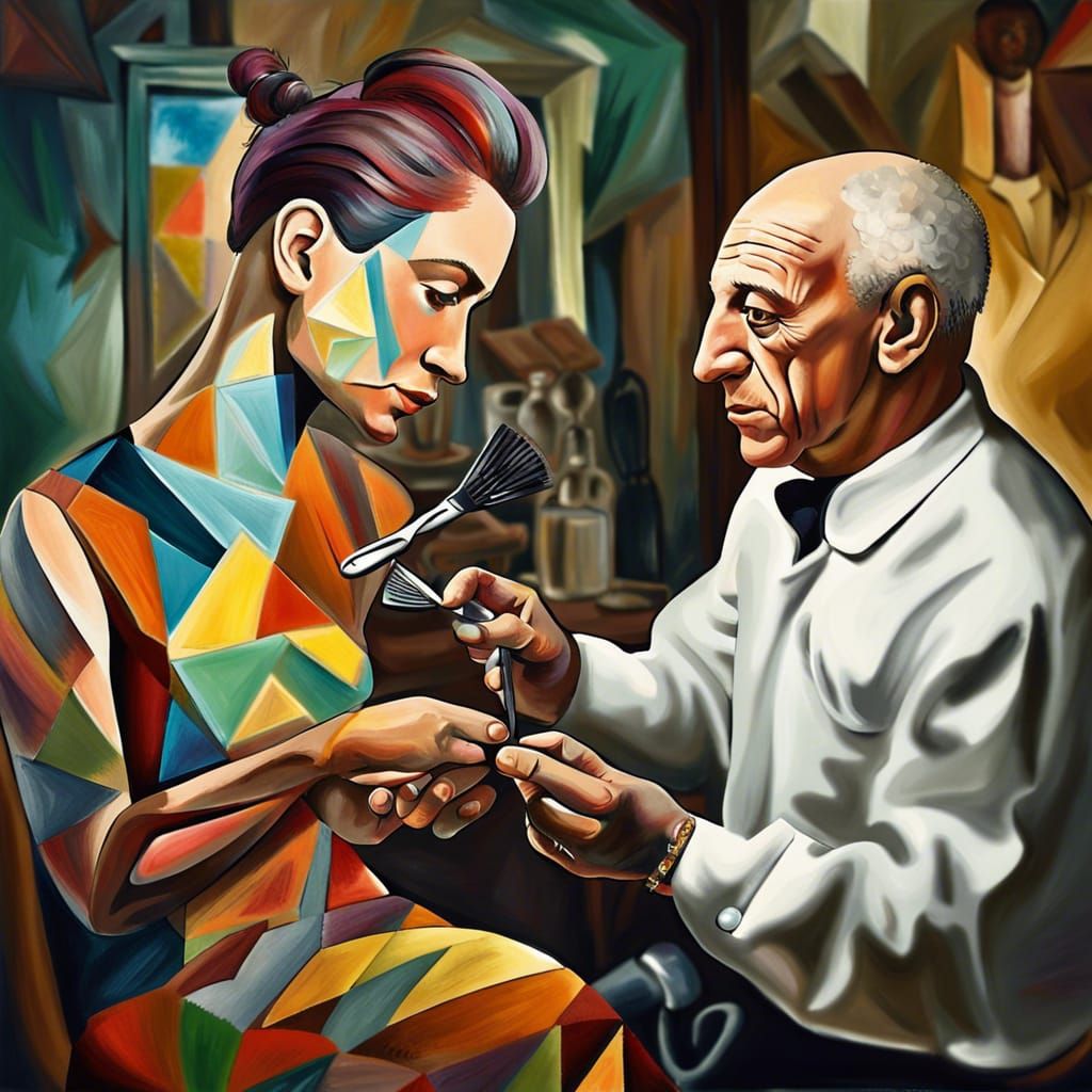 Surreal Picasso-esque Hairdresser Portrait