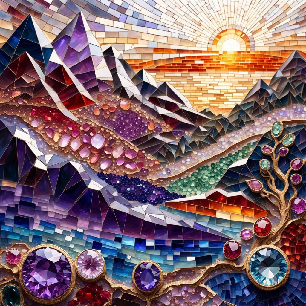 Vivid Gemstone Landscape in Luxury Style
