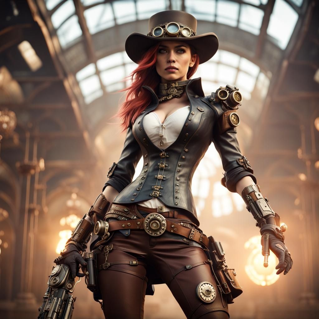 Steampunk Cowgirl with Colt Pistols in Unreal Engine