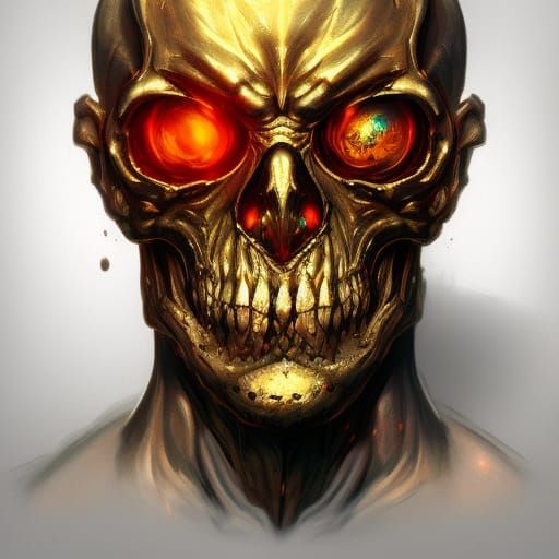Gold Evil Skull