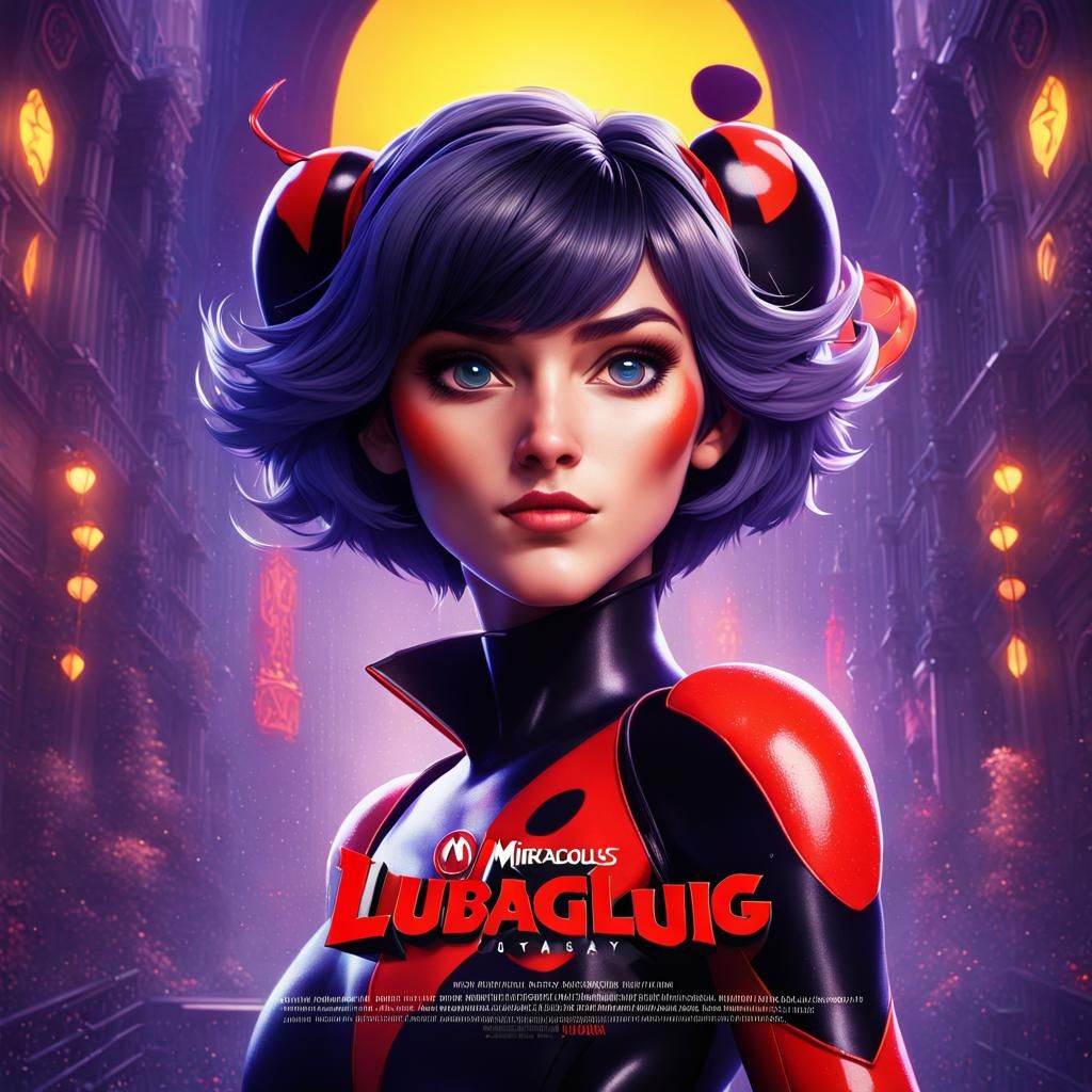Miraculous Ladybug: 1980s Dark Fantasy Movie Poster