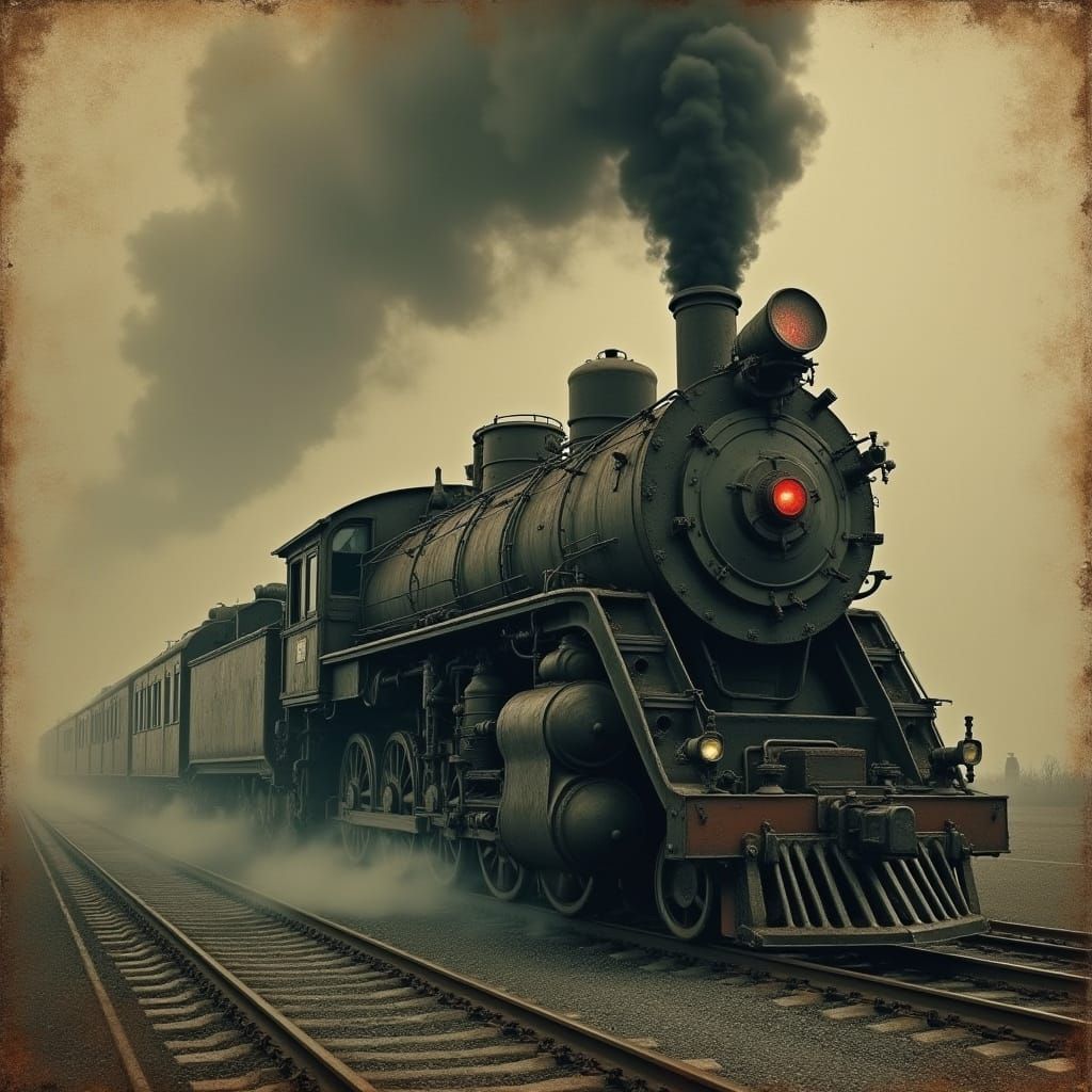 Cursed Steam Locomotive in Gothic Ruin