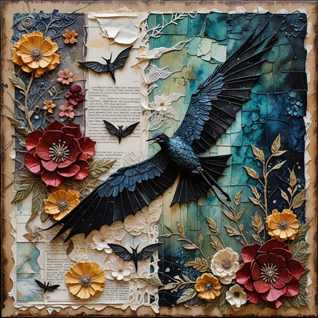 Vampire Scene in Mixed Media with Victorian Flair