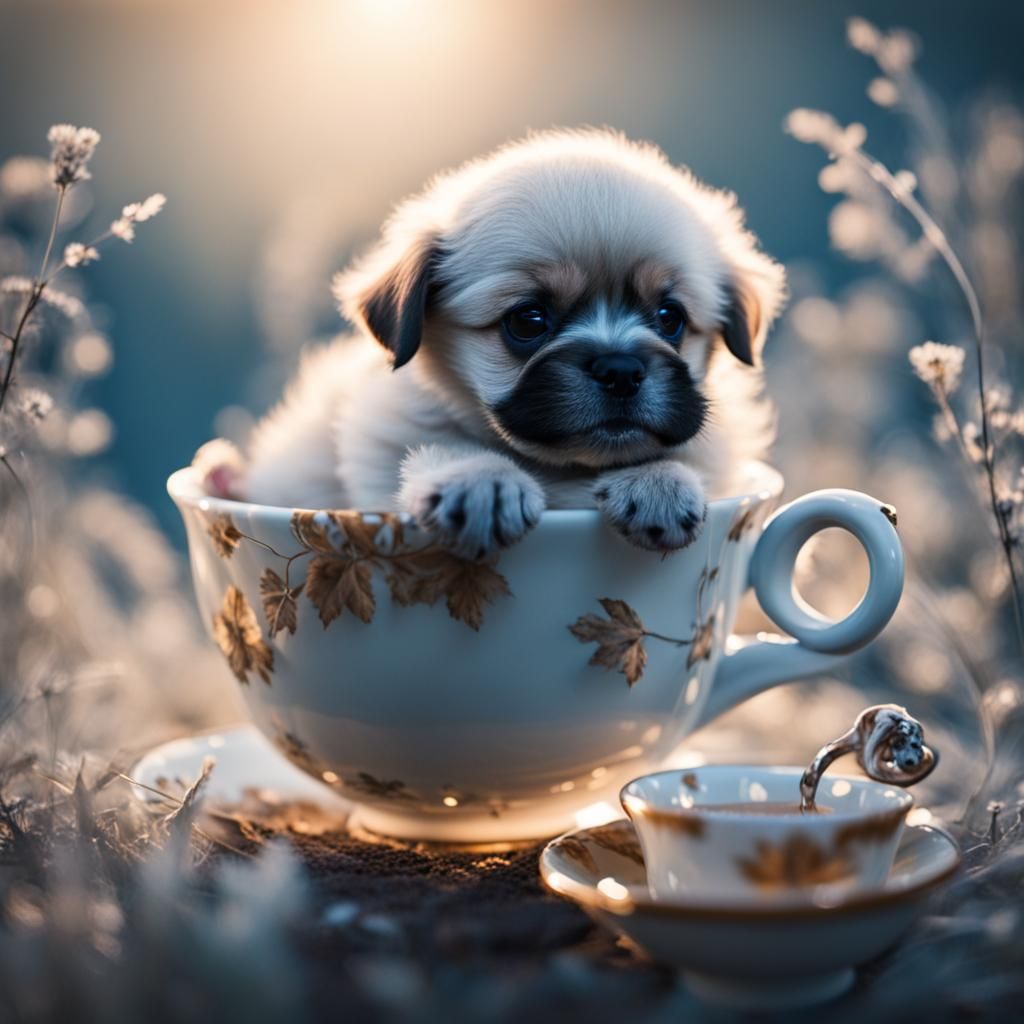 Adorable Teacup Puppy Portrait