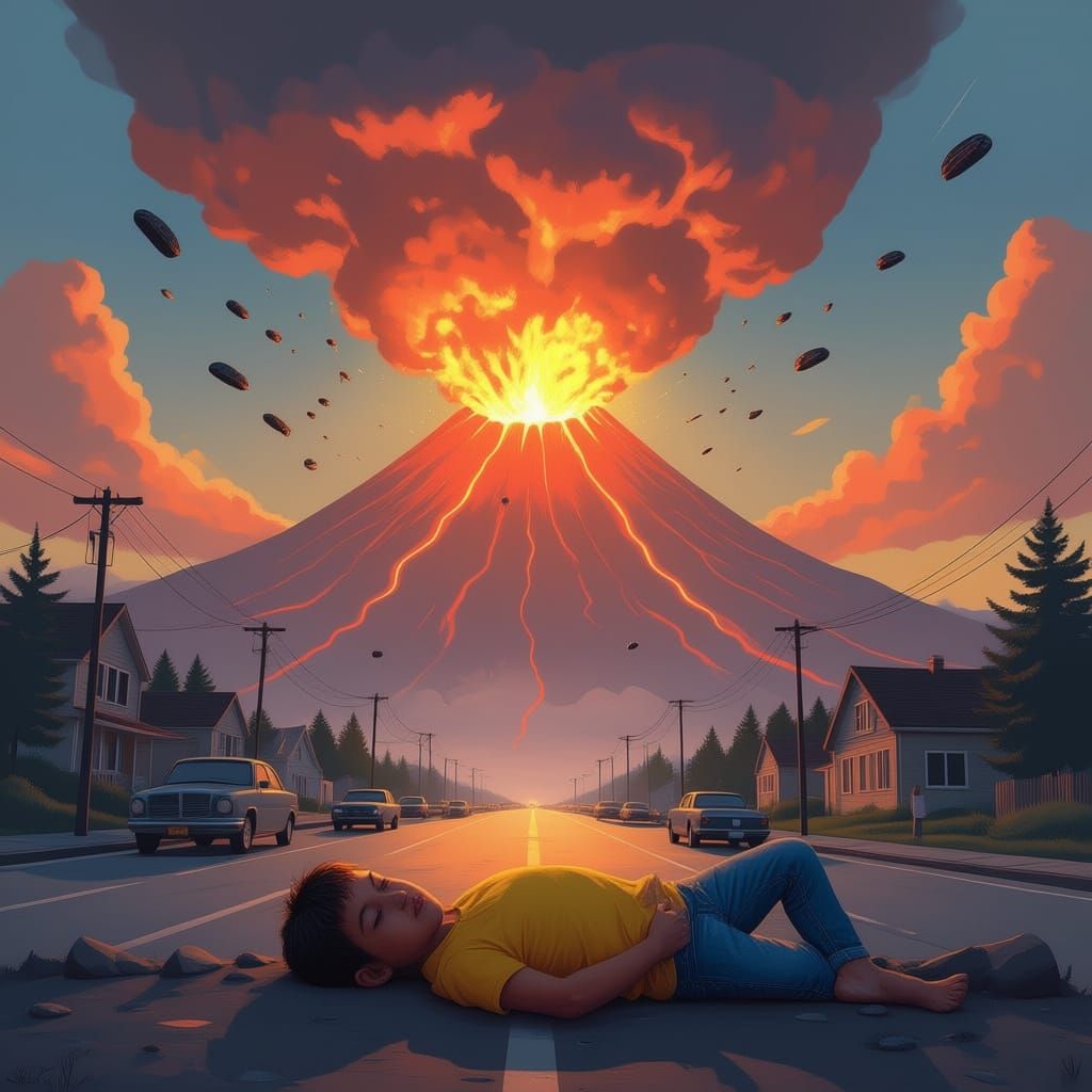 Volcanic Eruption Seen by a Boy, Apocalyptic Style