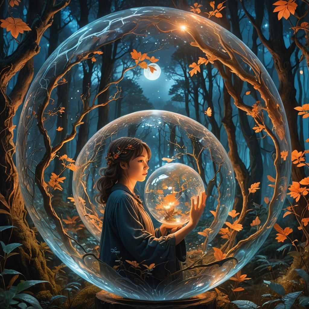 Woman Dancing in Glass Globe: Fantasy Matte Painting
