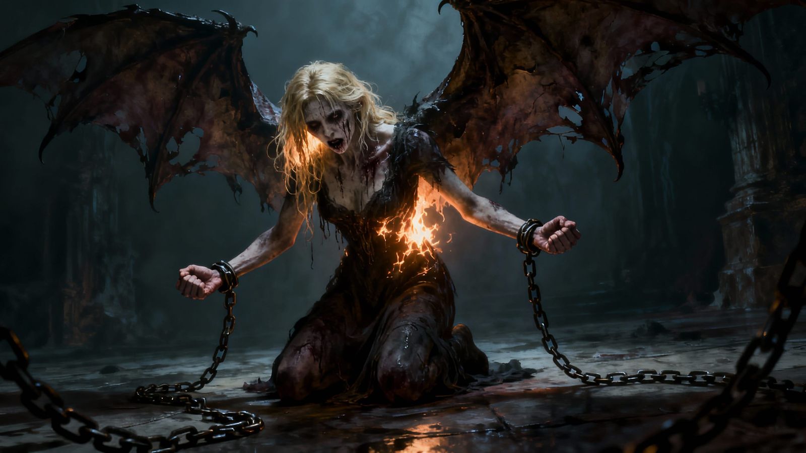 Vampire in Chains, Melting Face, Fiery Body