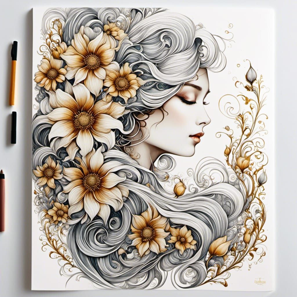 Stylized Drawing with Dynamic Movement on White