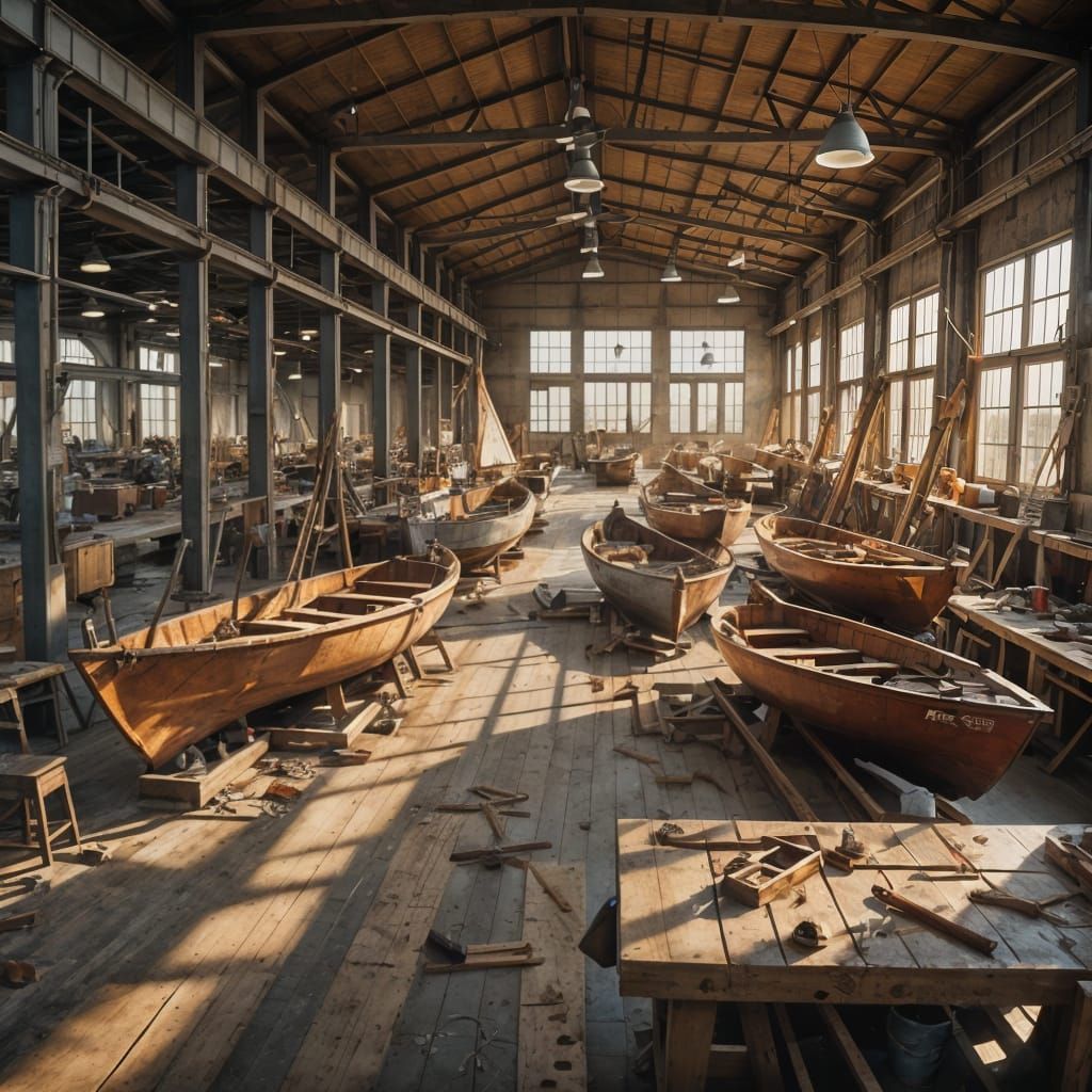 Vintage Sailboat Factory Workfloor in HDR