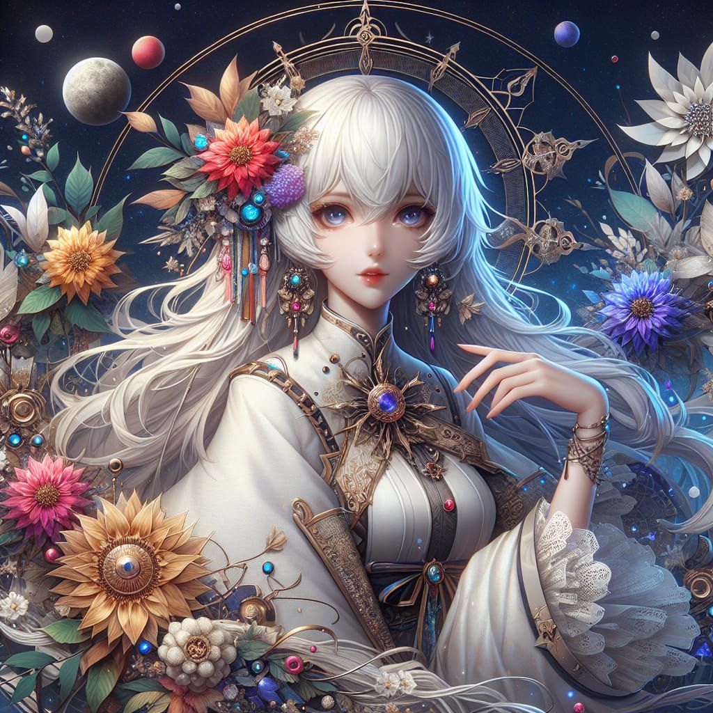 Anime-Inspired White-Haired Character in Detailed Matte Pain...
