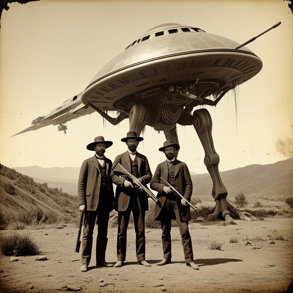 1868 California Photo: Men, Woman, Alien & Spaceship