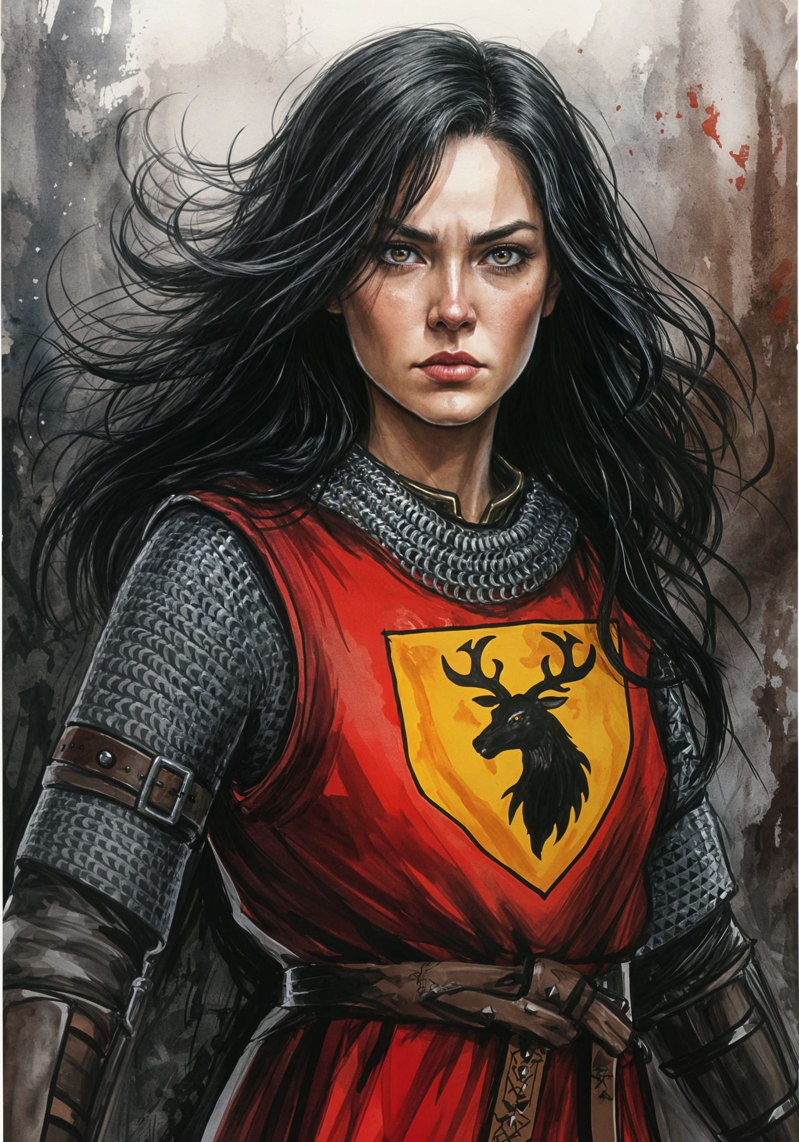 Surreal Medieval Warrior in Chain Mail with Regal Symbolism