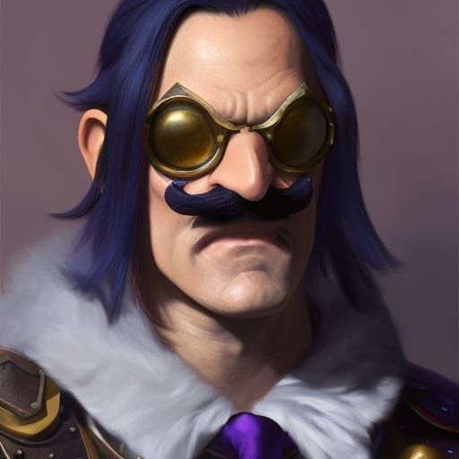 Waluigi as D&D Bard, Digital Art Portrait