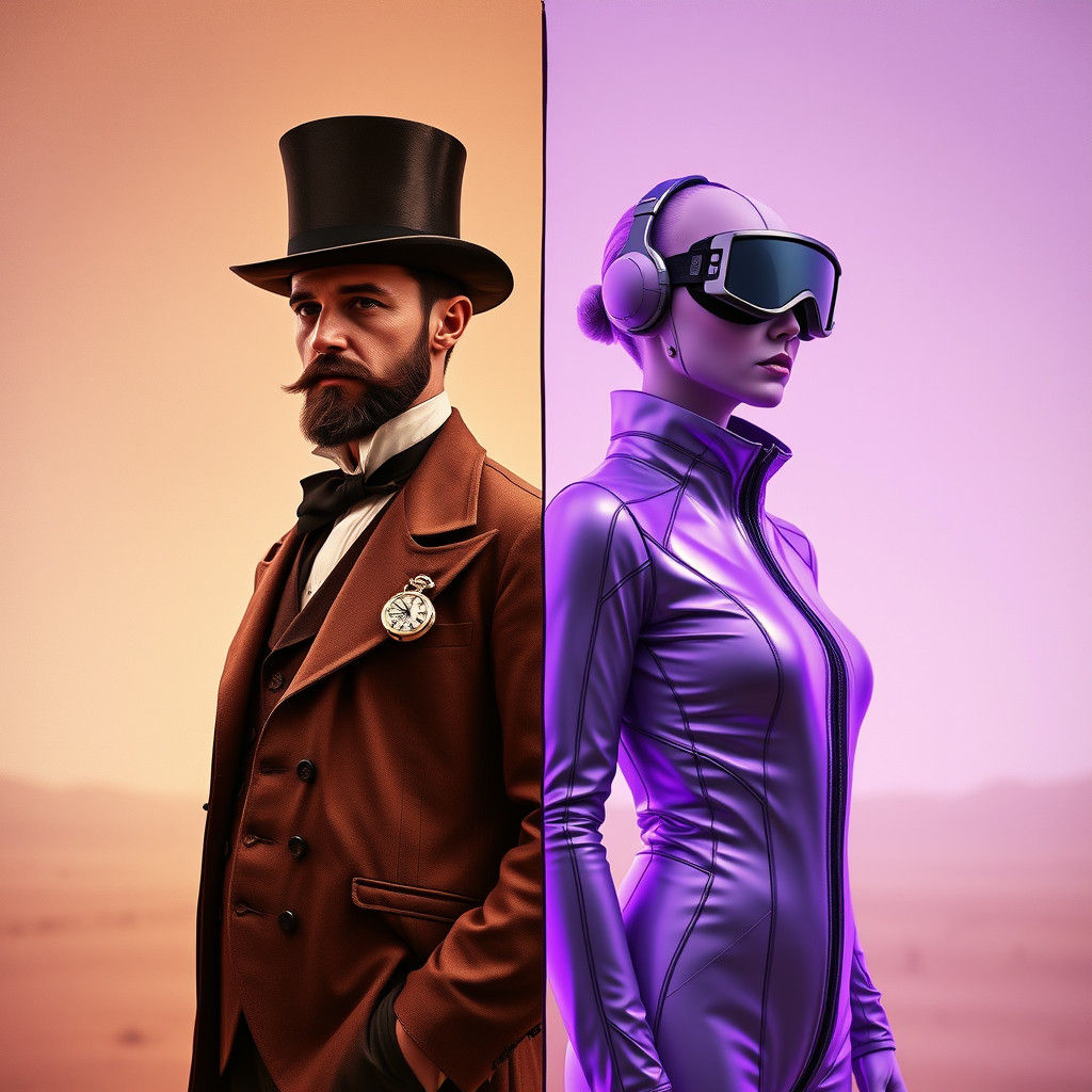 Past Meets Future in Surreal Split Portrait