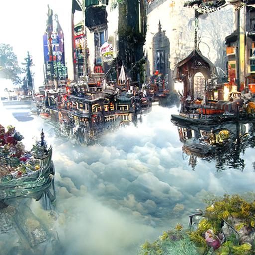 Upside Down Town in Ethereal Digital Painting