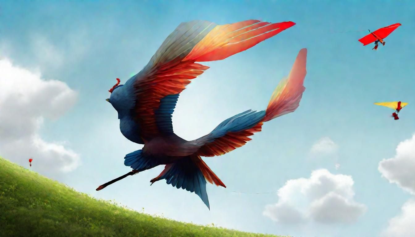 Child Soaring High Flying a Kite