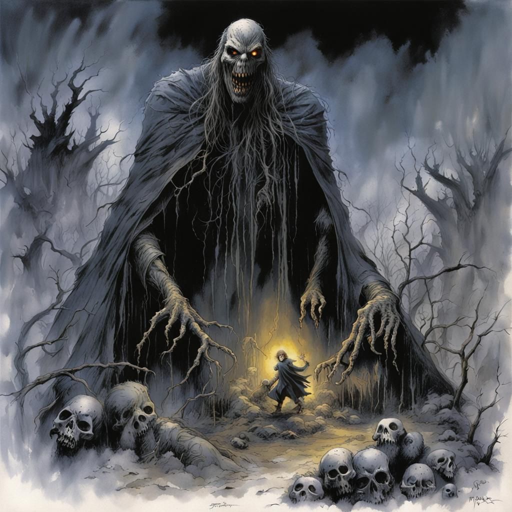 Grimdark Image in a Blended Artistic Style