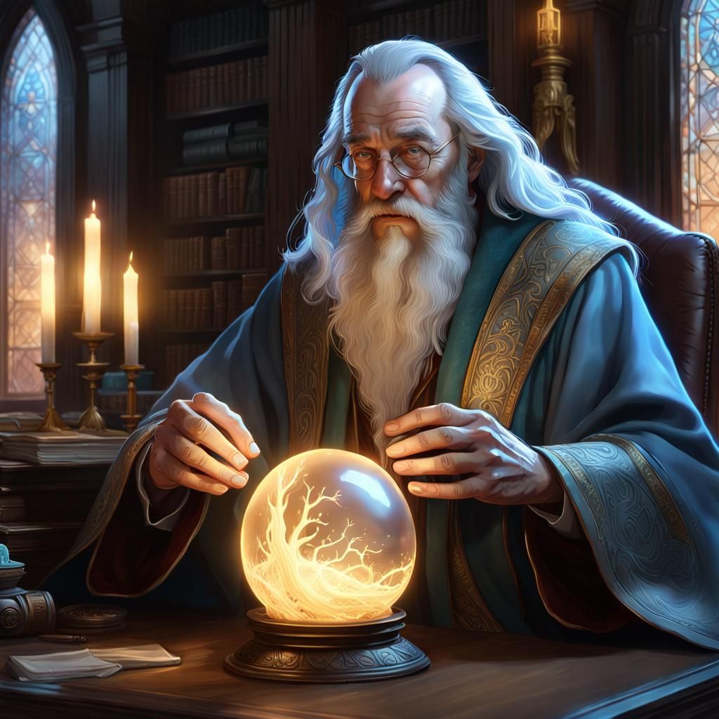 Wizard with Bioluminescent Hatchling, Digital Art