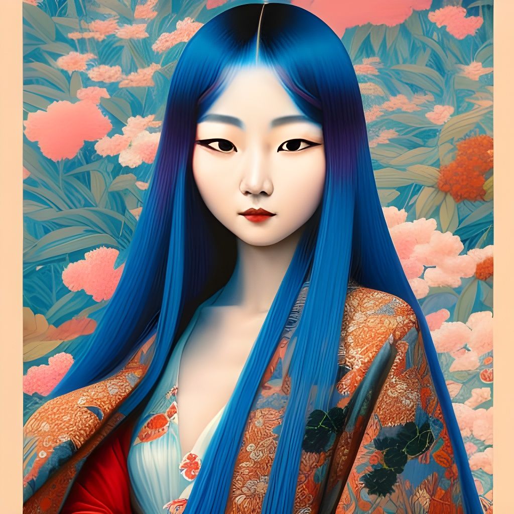 Japanese Girl Portrait in Digital Art Style