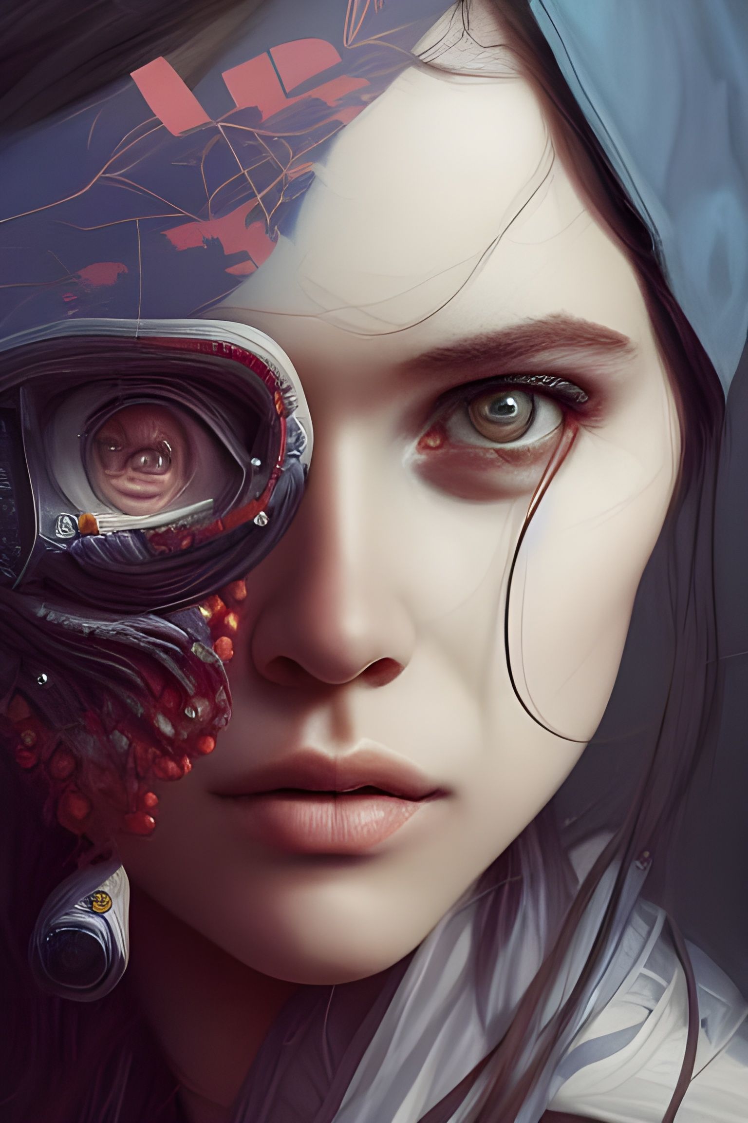 Detailed Portrait of Woman in Digital Art Style