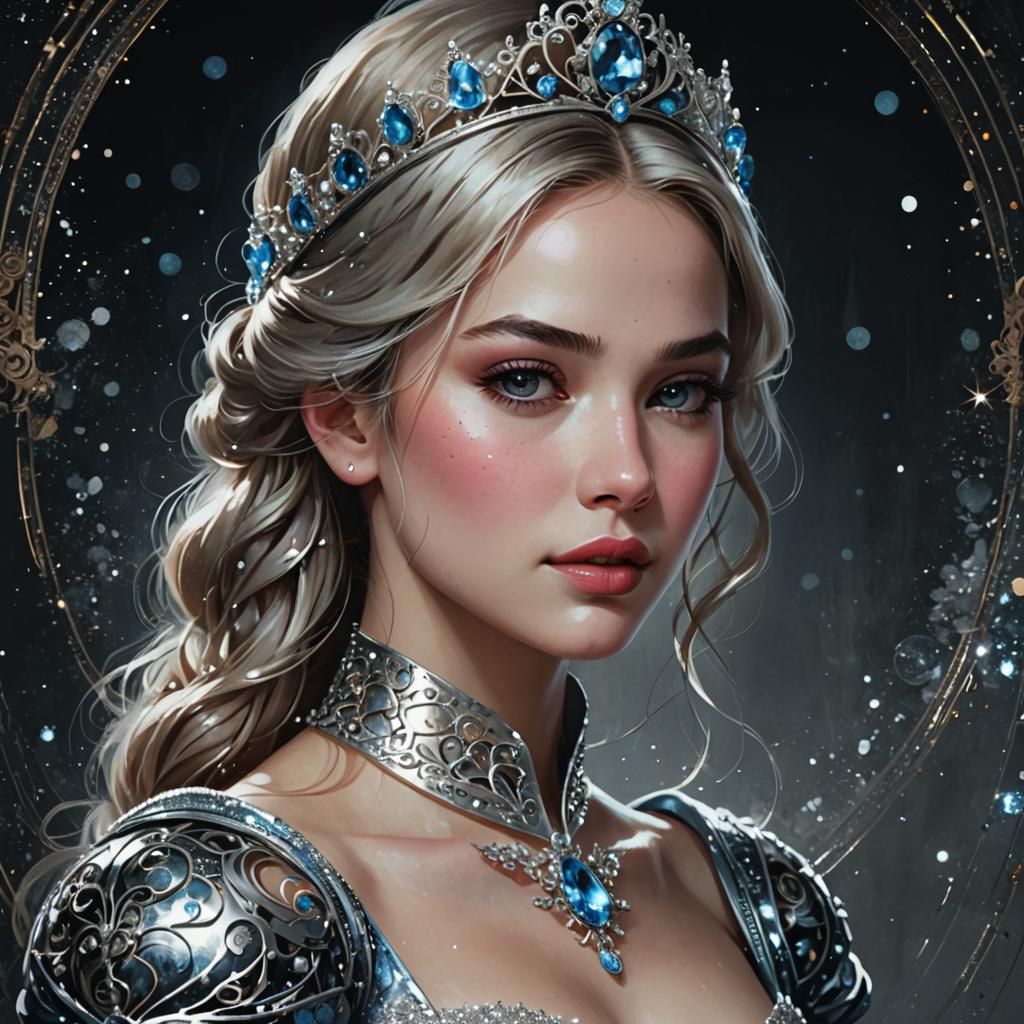 Princess Cinderella Portrait with Silver Filigree Details