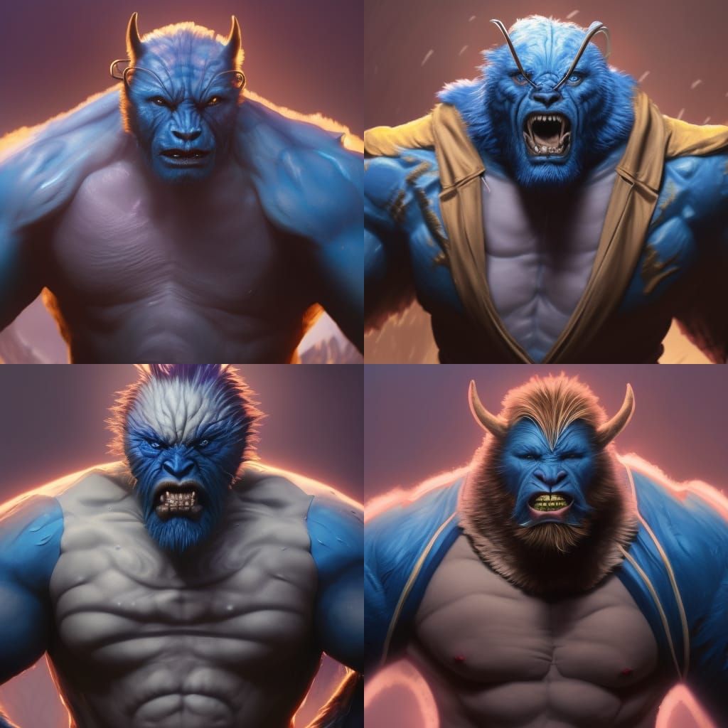 Beast from X-Men in Blue and Gold Costume
