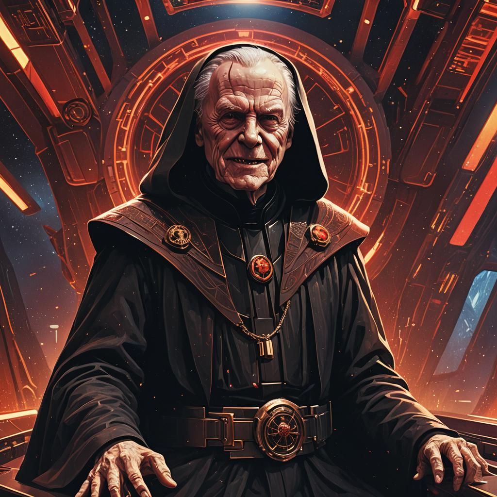 Emperor Palpatine Smiling on Starship Bridge