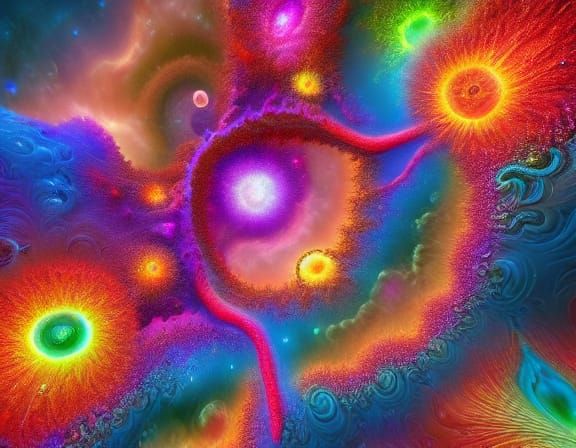 Vibrant Cosmic Fractal Dreamscape