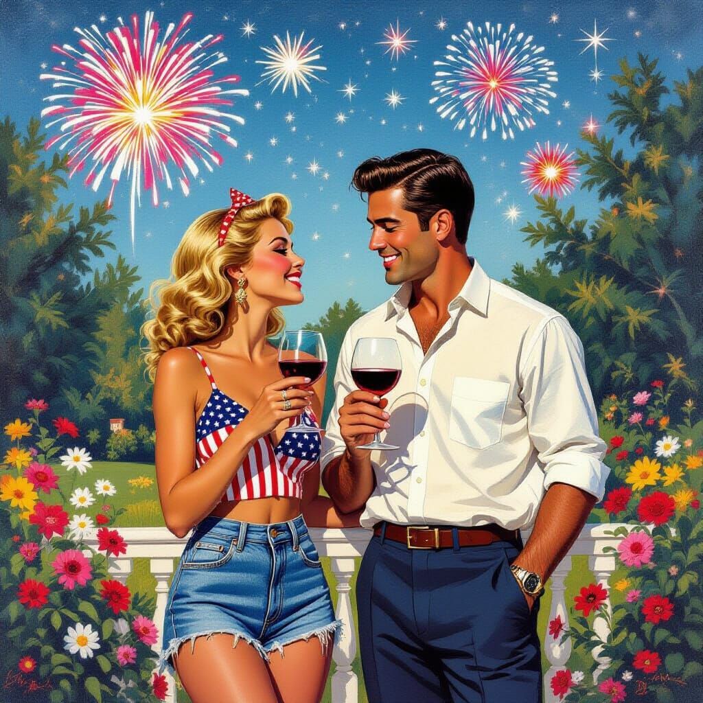 Glamorous Couple Celebrates with Fireworks, in Vibrant Style