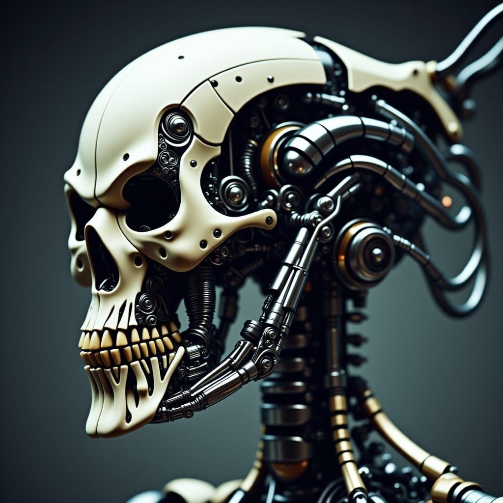 Futuristic Cybernetic Servo Skull in Biomechanical Style