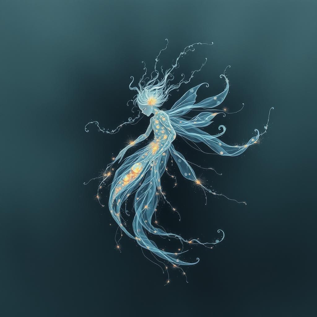 Bioluminescent Spirit in Ethereal Watercolor Style