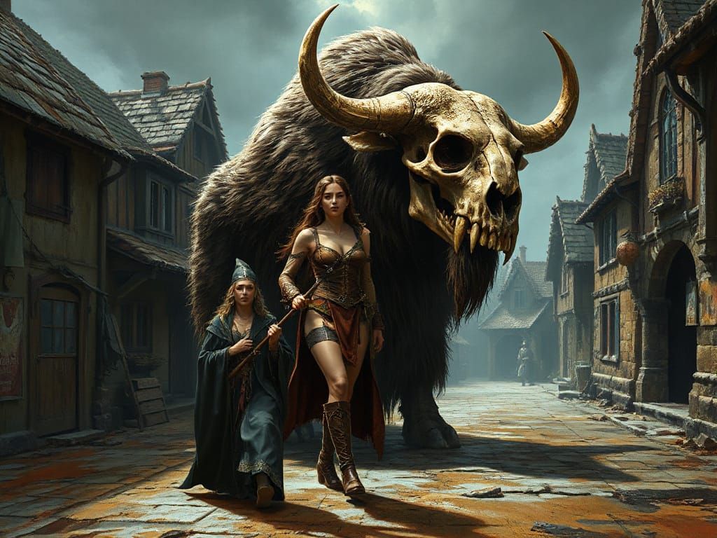 Female mage with her huge skull head human ...