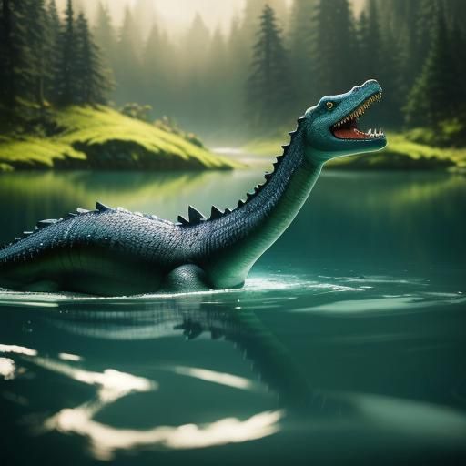 Loch Ness Monster Emerges: A Dark Fantasy Rendering