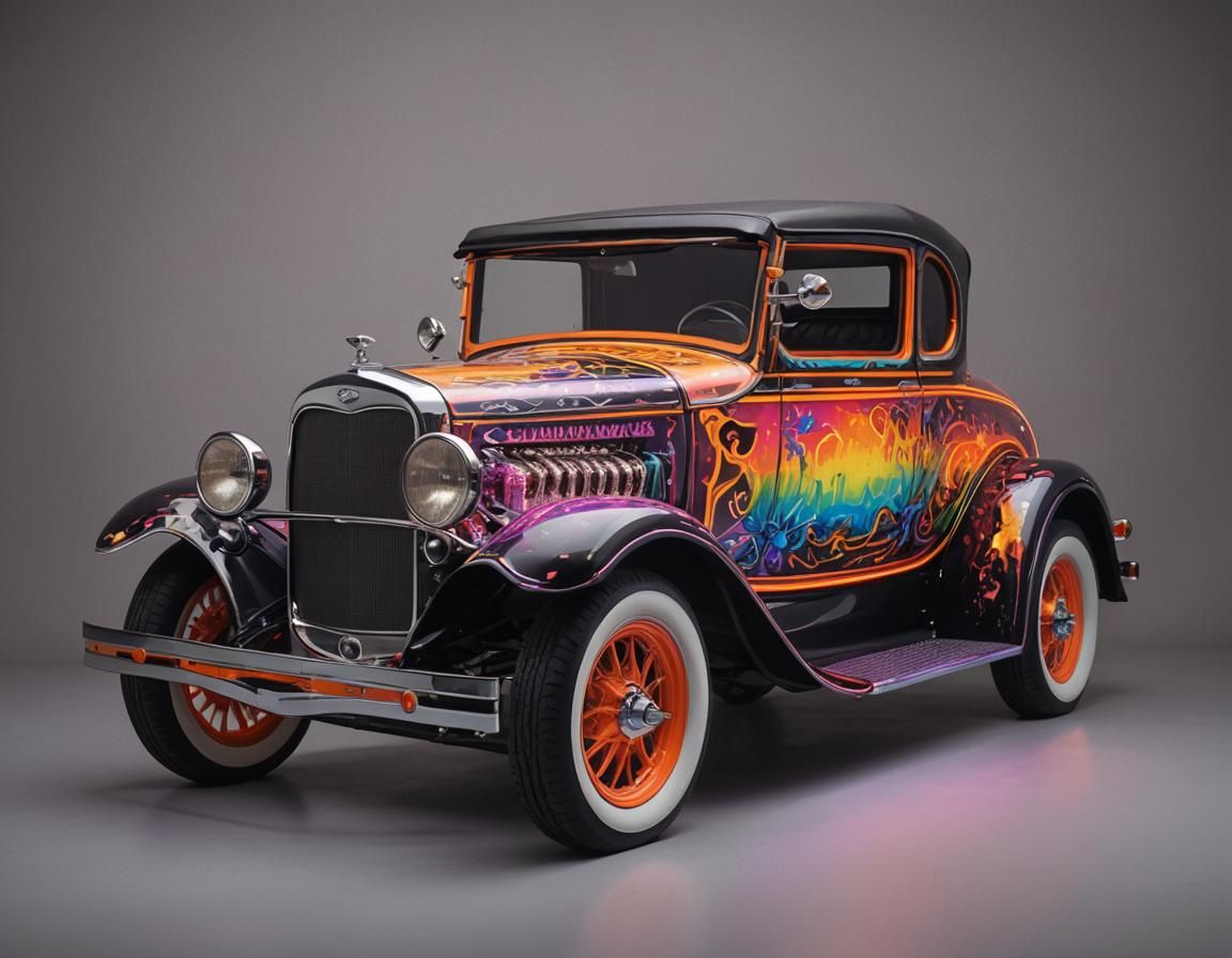 Custom Ford T with Neon Lights and Modern Motor