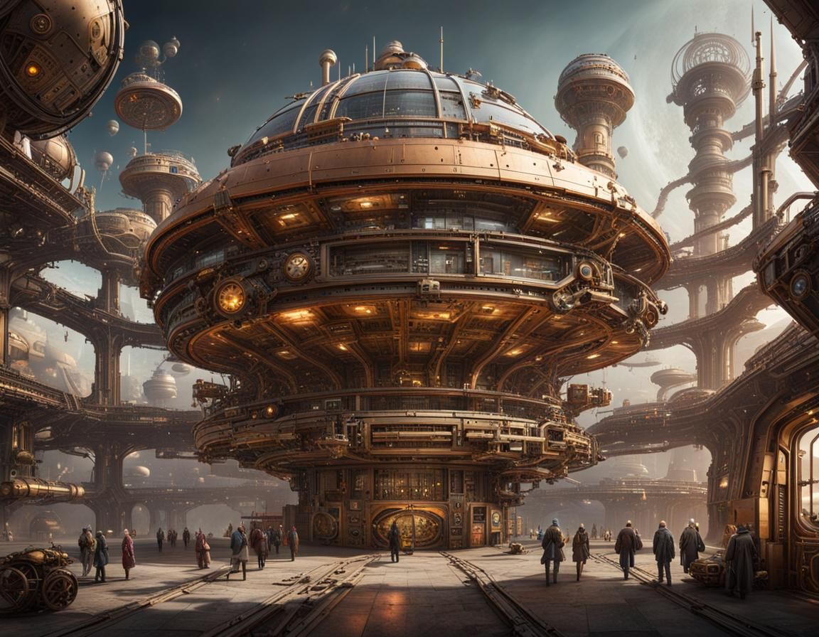 Steampunk Mega Space Station in Vast Void