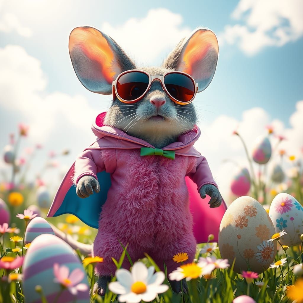Easter Bunny Mouse in Hyperrealistic Futuristic Setting