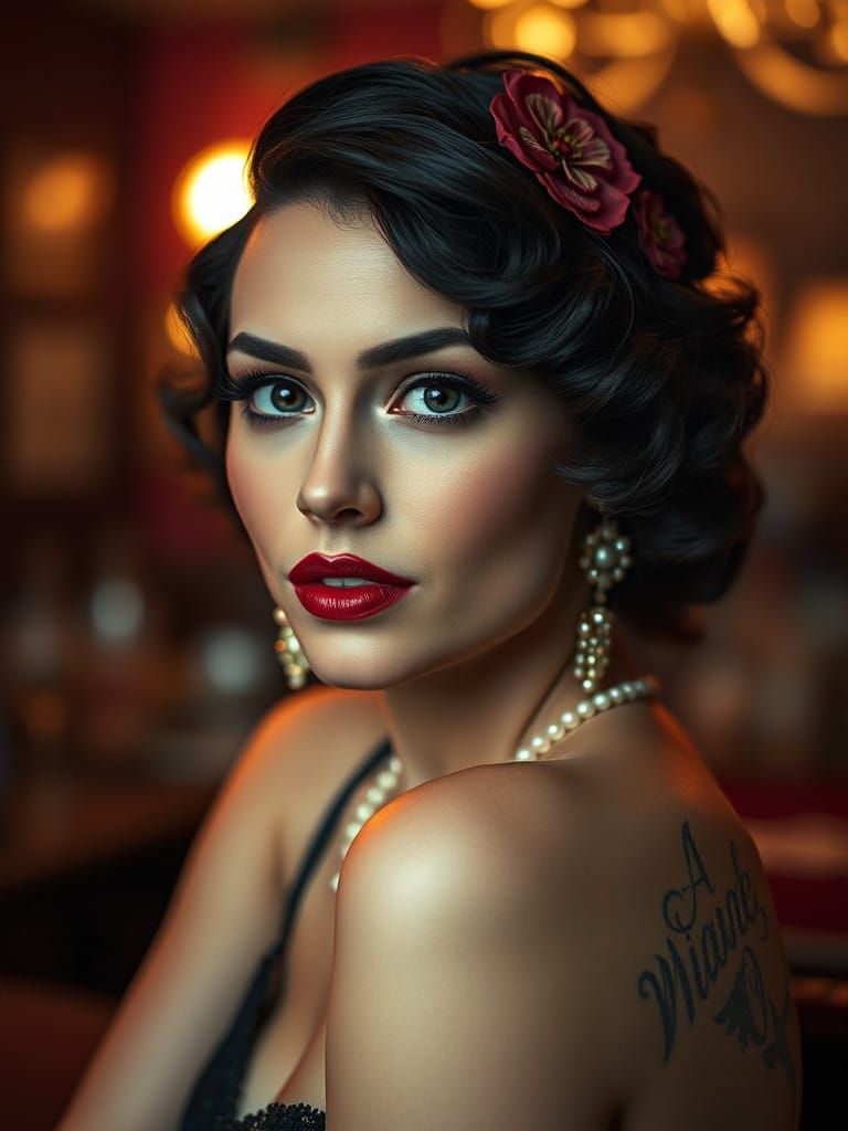 Glamorous Flapper in a Vintage Speakeasy