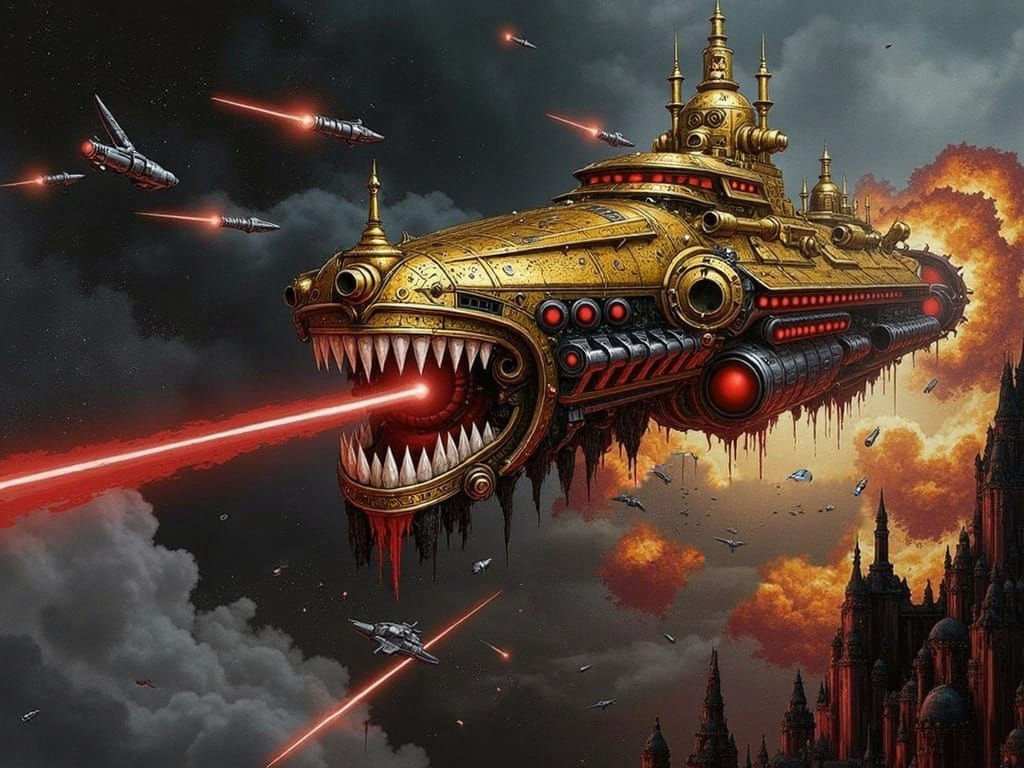 Space Pirate Warship in Dark Sci-Fi Galaxy