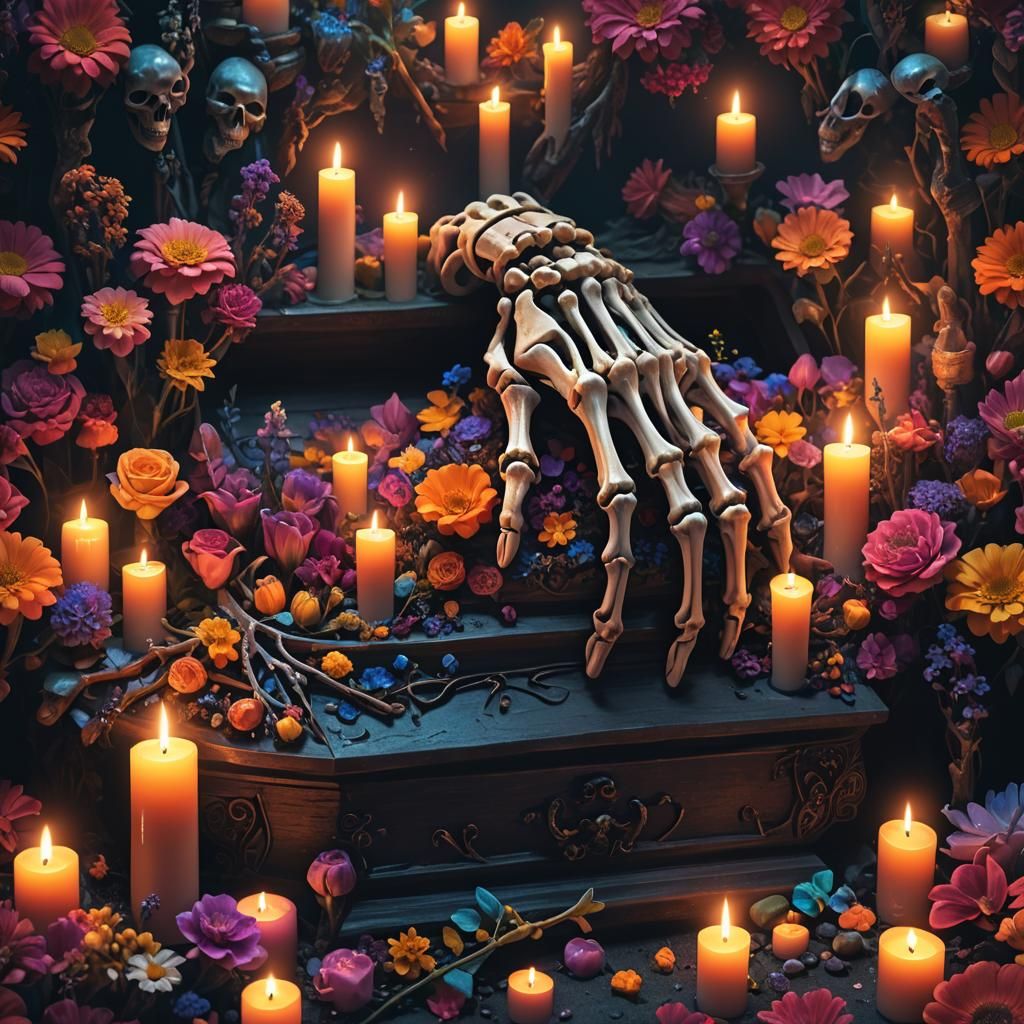 Skeletal Hand Emerges in Dark Fantasy Art